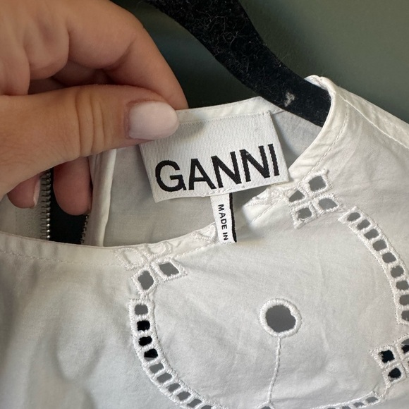 GANNI Broderie Anglaise Cotton Blouse Size 34 (X Small) - Picture 6 of 7